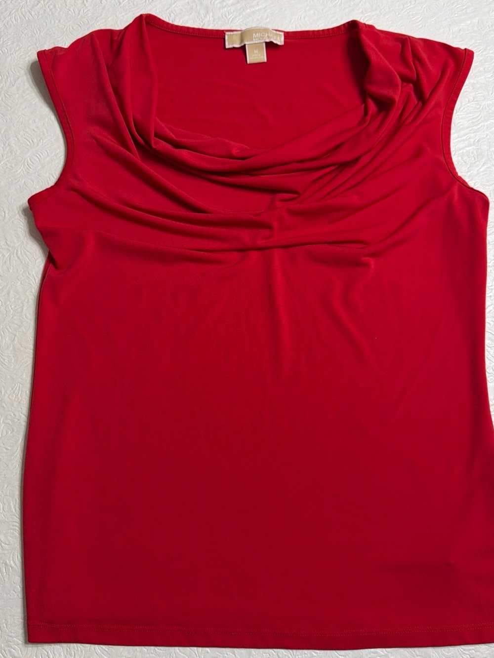 MICHAEL Michael Kors Red Draped Neck Sleeveless Shell